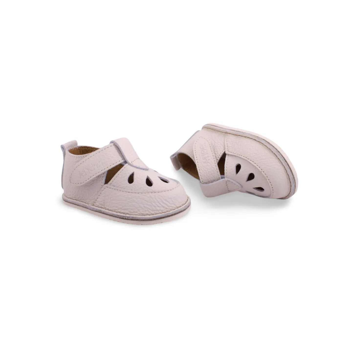 Pantofi Barefoot Decupați Smiley – Piele Naturală Albă