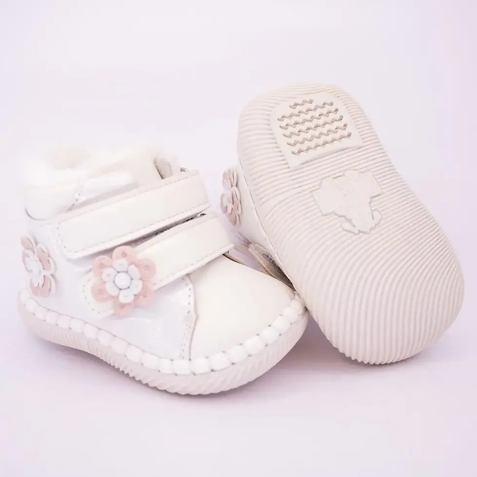 Miniatură: Ghete Primii Pasi Alb cu Floricele