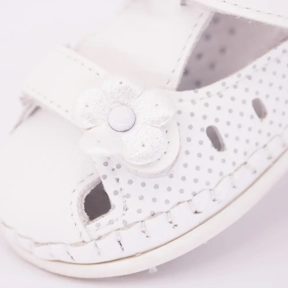 Miniatură: Pantofi/Sandale Primii Pași Alb Floricele Bebelusi Fetite