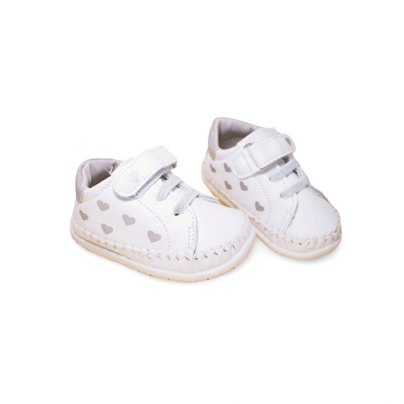 Thumbnail: White Hearts First Steps Shoes