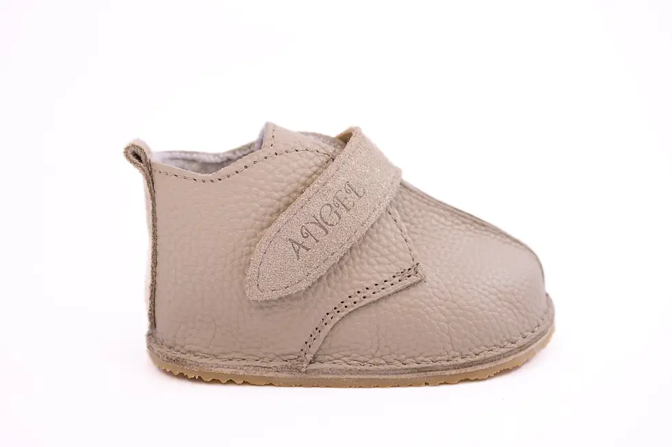 Miniatură: Ghete Barefoot Crem din piele naturala