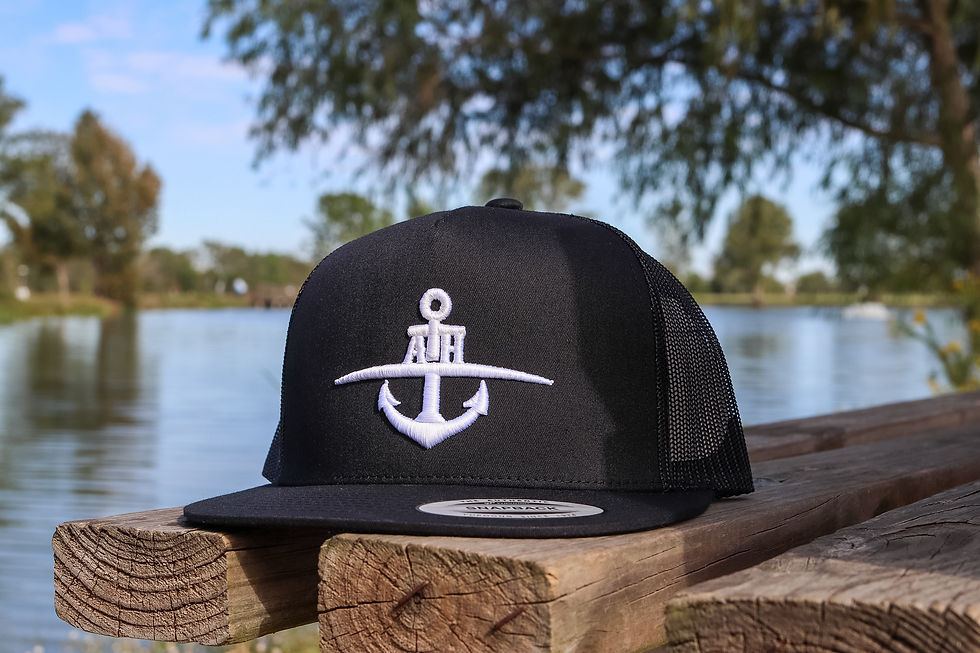 Thumbnail: Black Pearl | Black/White Puff Embroidery Flatbill Snapback