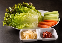 Ssam lettuce wraps with vegetables and sauce
