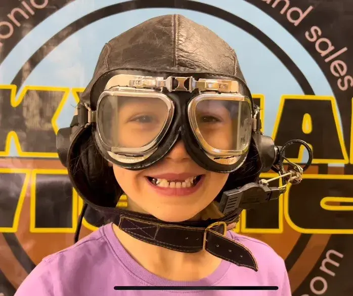 Vintage 1981 Split-S Leather Flight Helmet W/ Headset -Size L