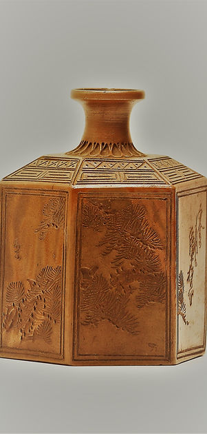 古備前 備前伊部(いんべ) 彫刻 六角 角徳利 焼き締め 骨董 時代物 古 