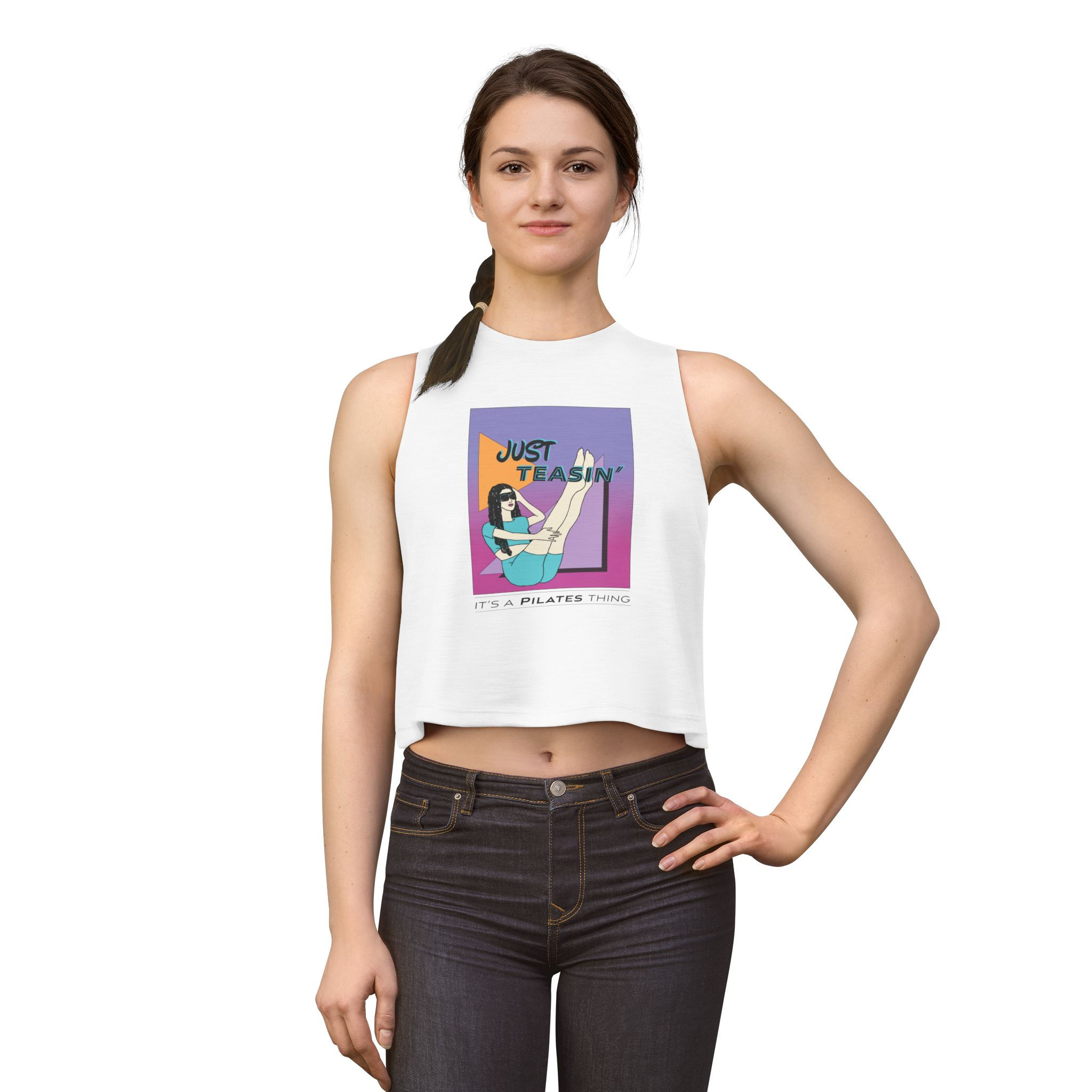 Pilates Crop Top — "Just Teasin'" Retro Fitness Tank