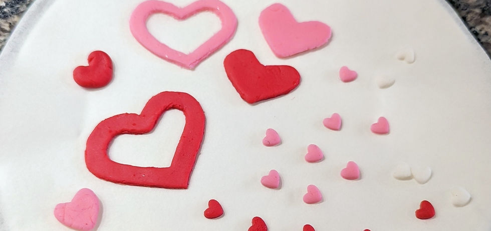 Heart cutouts made of fondants.