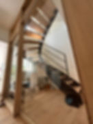 Escalier double quart tournant acier chêne