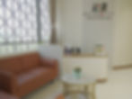 High angle view of a physiotherapy clinic with exercise equipment and treatment tables