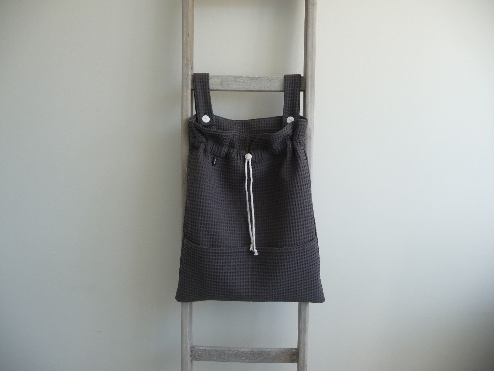 Boxzak van donkergrijze wafelstof