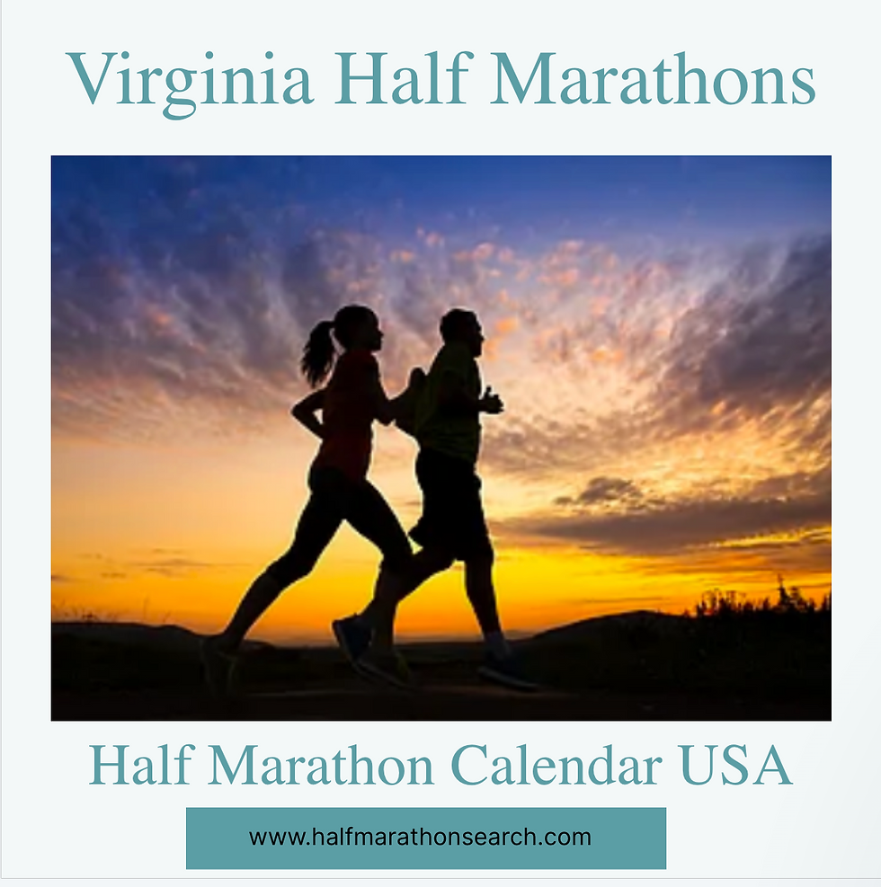 Search for your next state of Virginia half marathon at the Virginia Half Marathon Calendar USA website page. The half marathon running event calendar currently has Virginia half marathons 2026 and Virginia half marathons 2027 as they roll in.