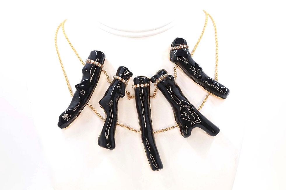 Thumbnail: Faux black coral necklace with Swarovski crystals