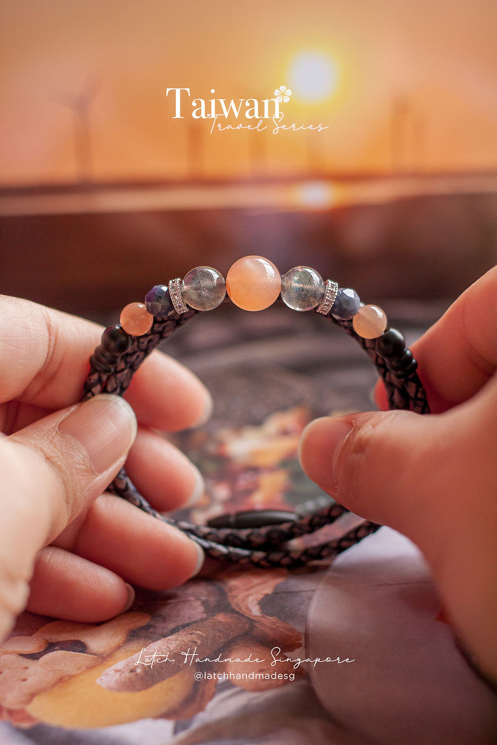 Thumbnail: Sunset in 3mm Antique Navy Leather