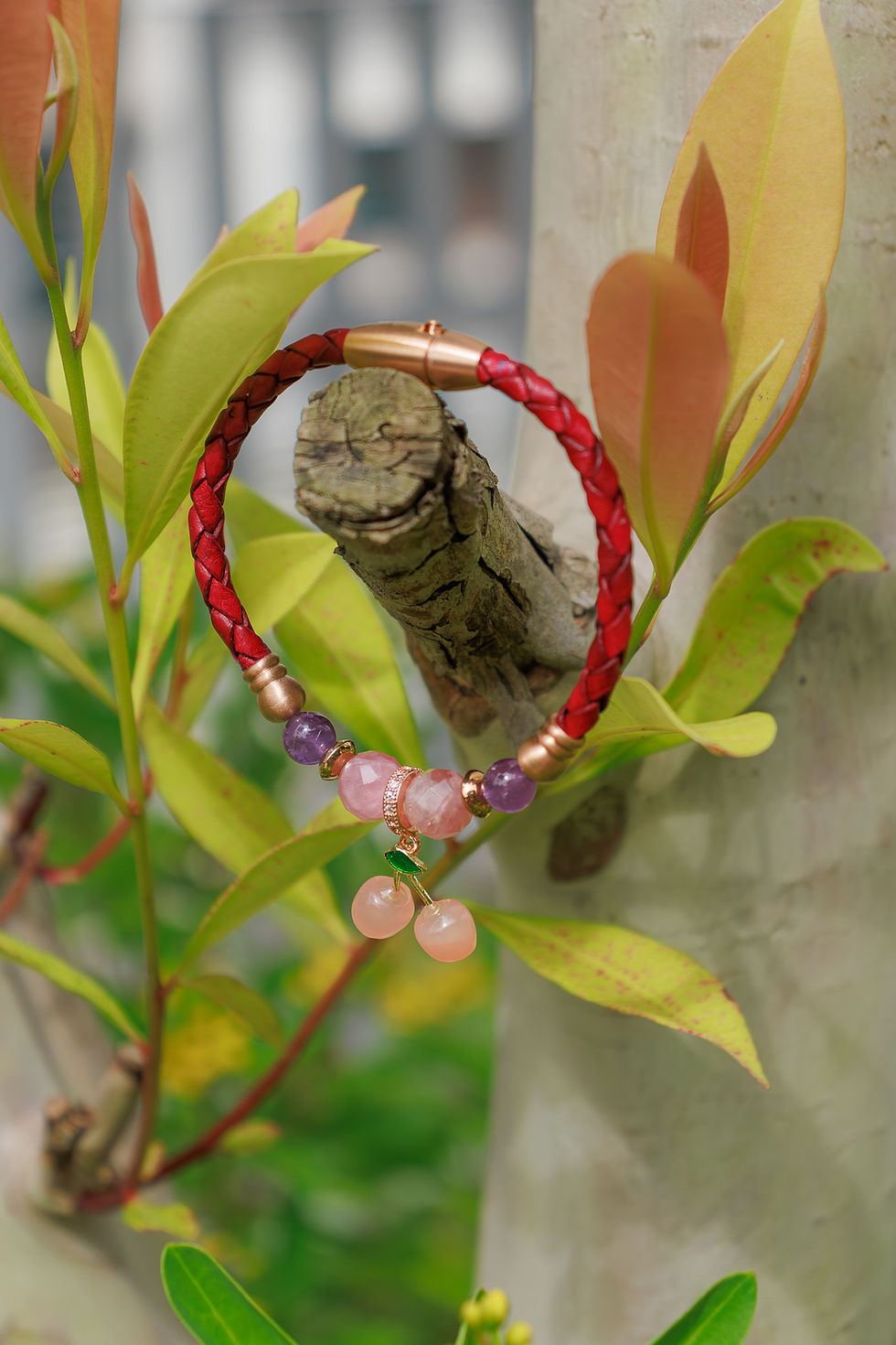 Thumbnail: Cherry in 4mm Antique Cherry Leather