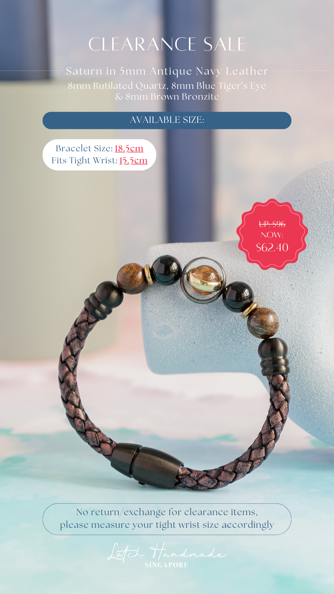 [Clearance] Saturn in 5mm Antique Navy Leather