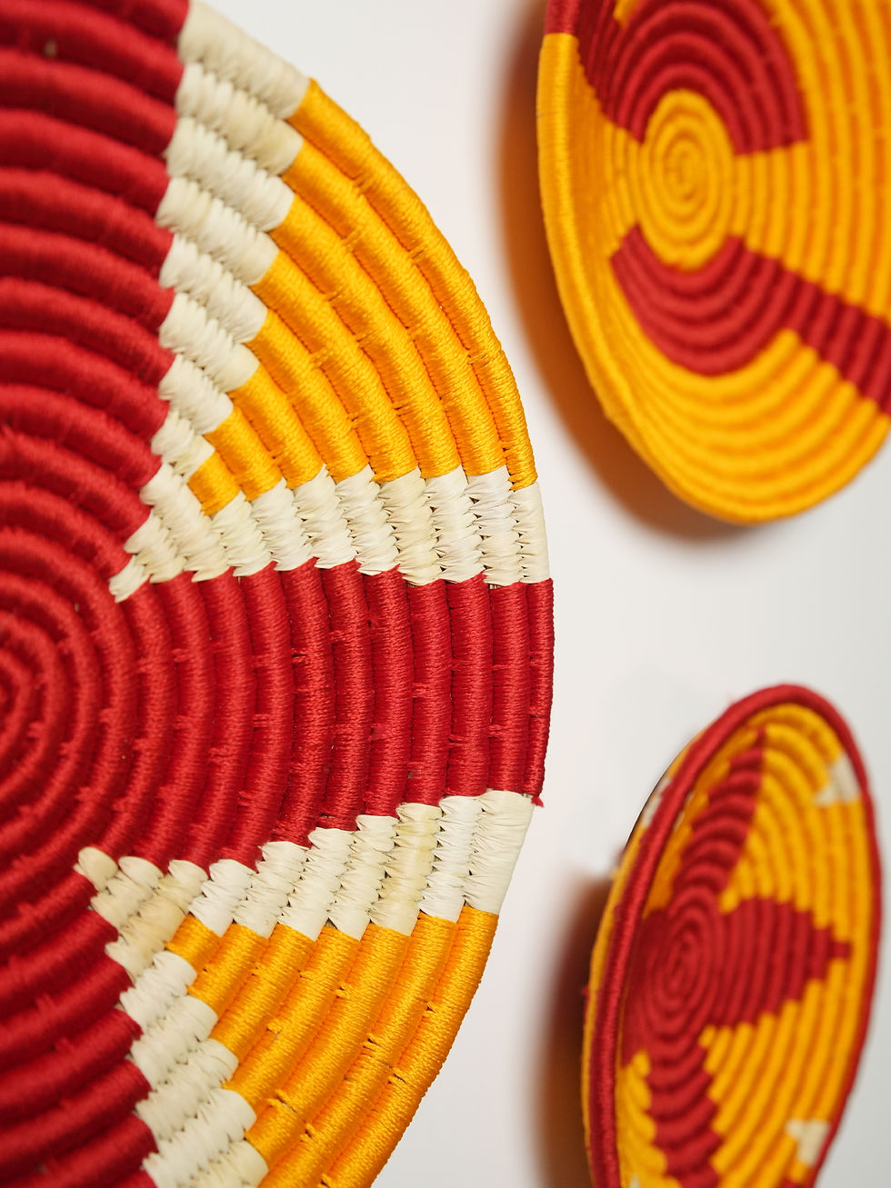 Thumbnail: Sabai Grass Wall Decor Plates — Orange & Red Accent Set