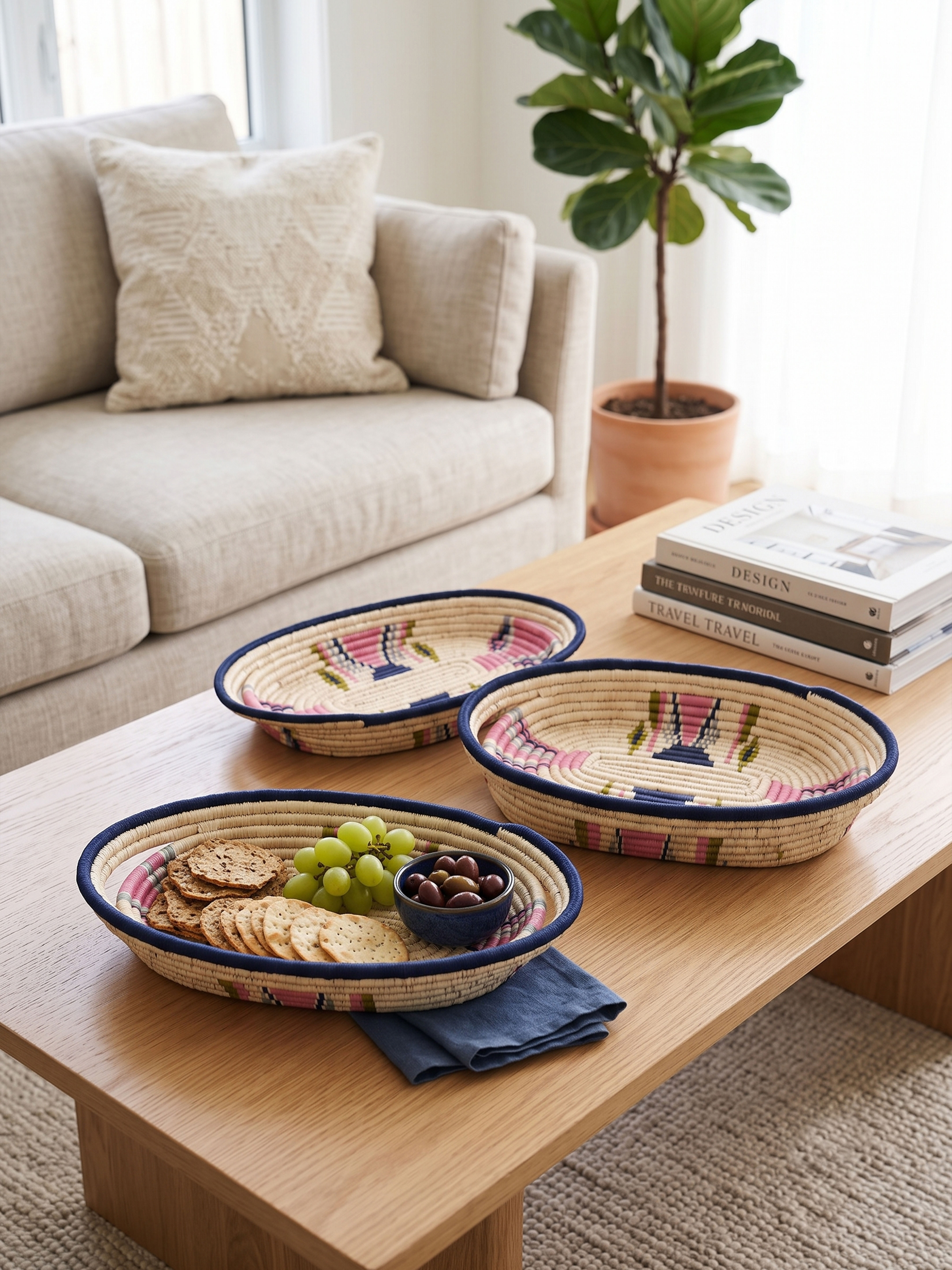 Sabai Grass Oval Serving Tray Set