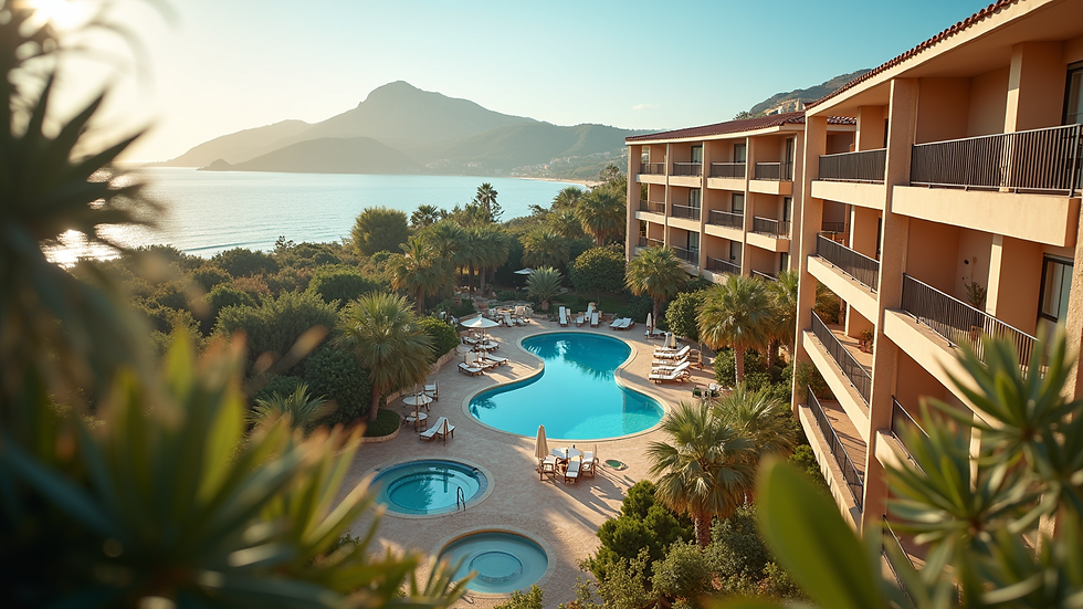 High angle view of a resort timeshare units with balconies