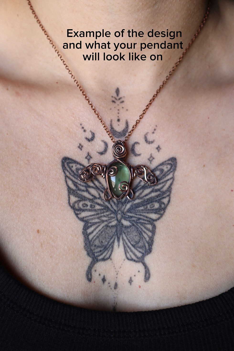 Thumbnail: *Custom Remake* Green Onyx Turtle Pendant in Copper