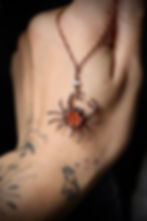 Thumbnail: Carnelian Crab and Pearl Copper Necklace