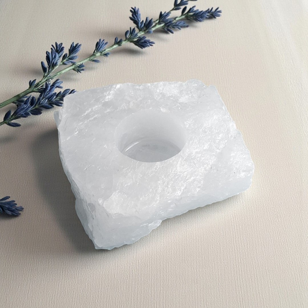 PORTA VELAS QUARTZO BRANCO