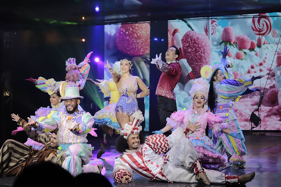 artistas no palco do circo