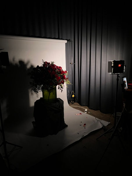 Enormous bouquet of roses photoshoot