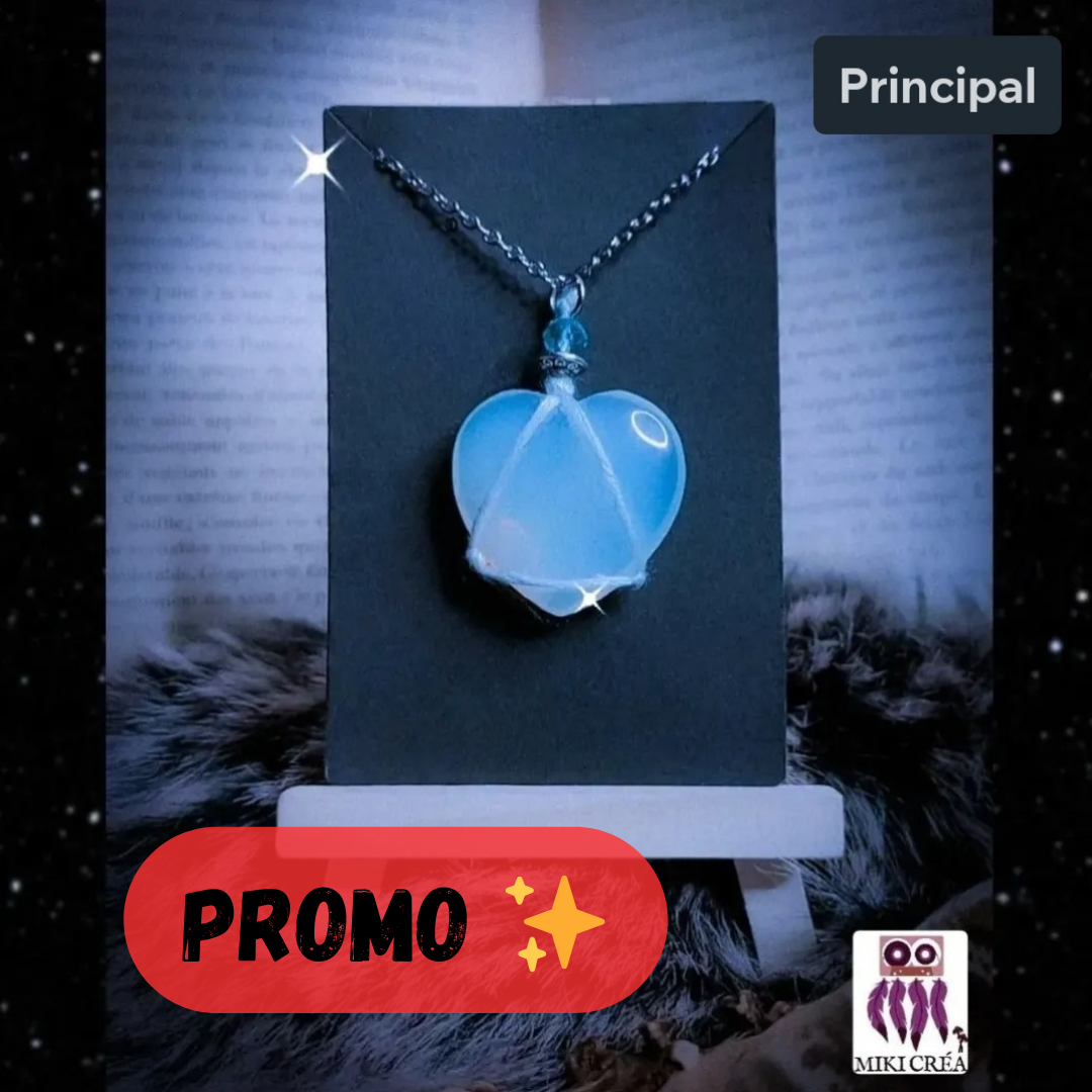 Collier coeur semi précieux opaline nouveau modèle