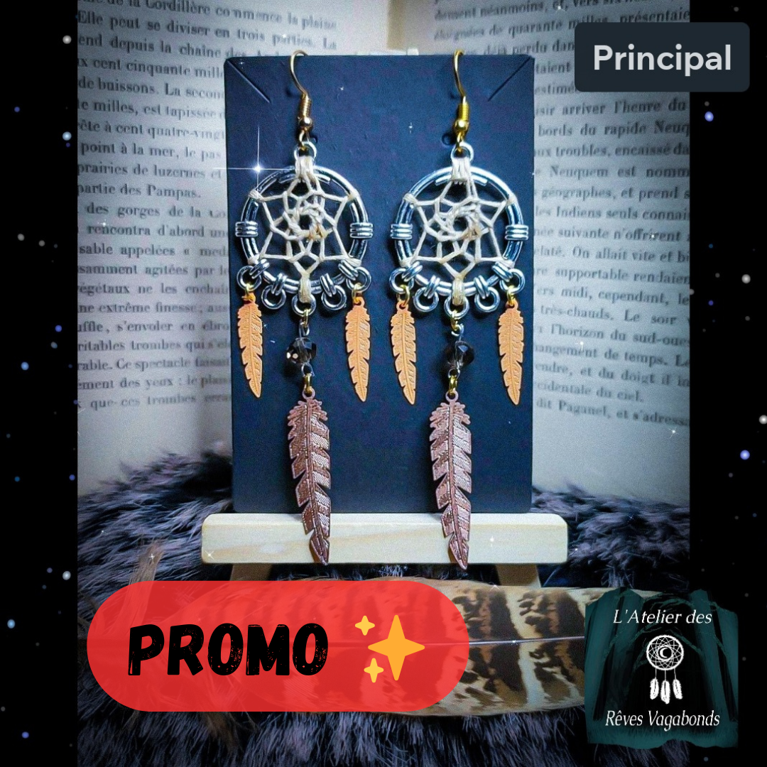 Boucles d'oreilles beiges - modèle rond à nœuds