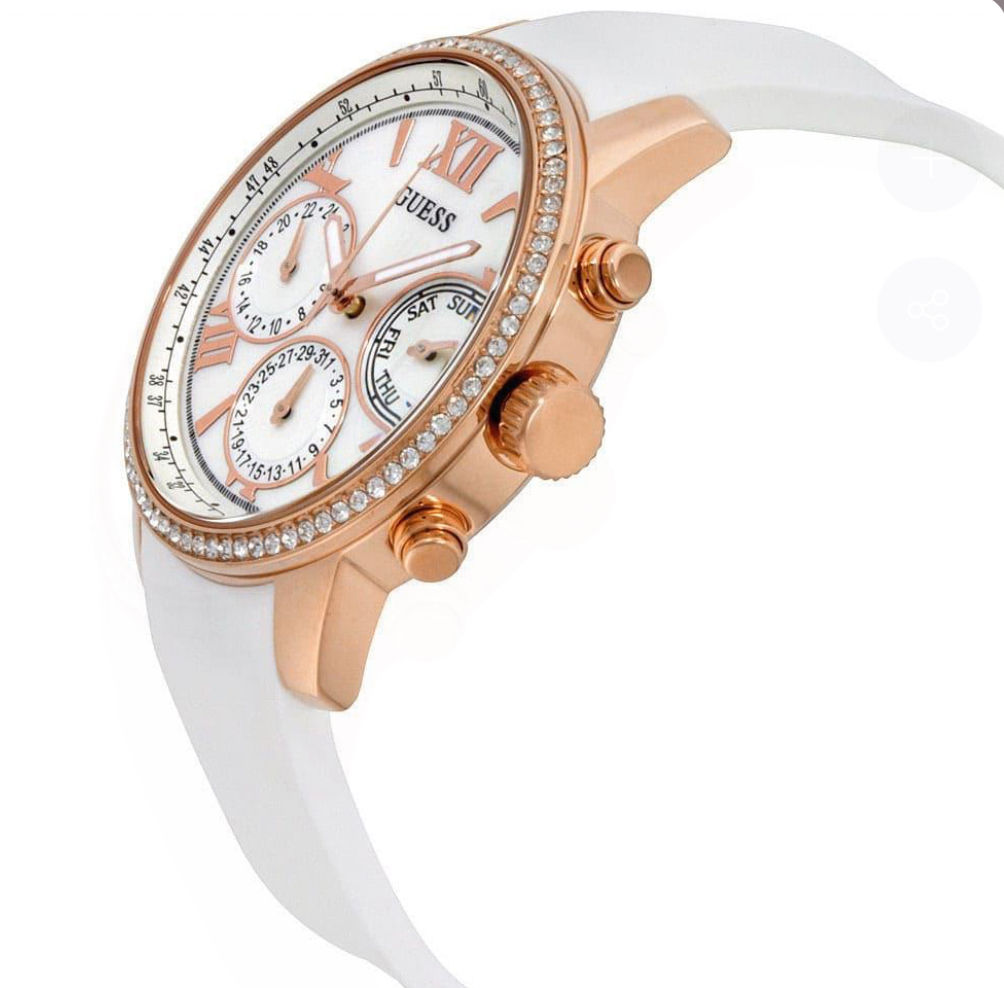 Guess Sport White Silicone Strap Rose Gold Women's Watch