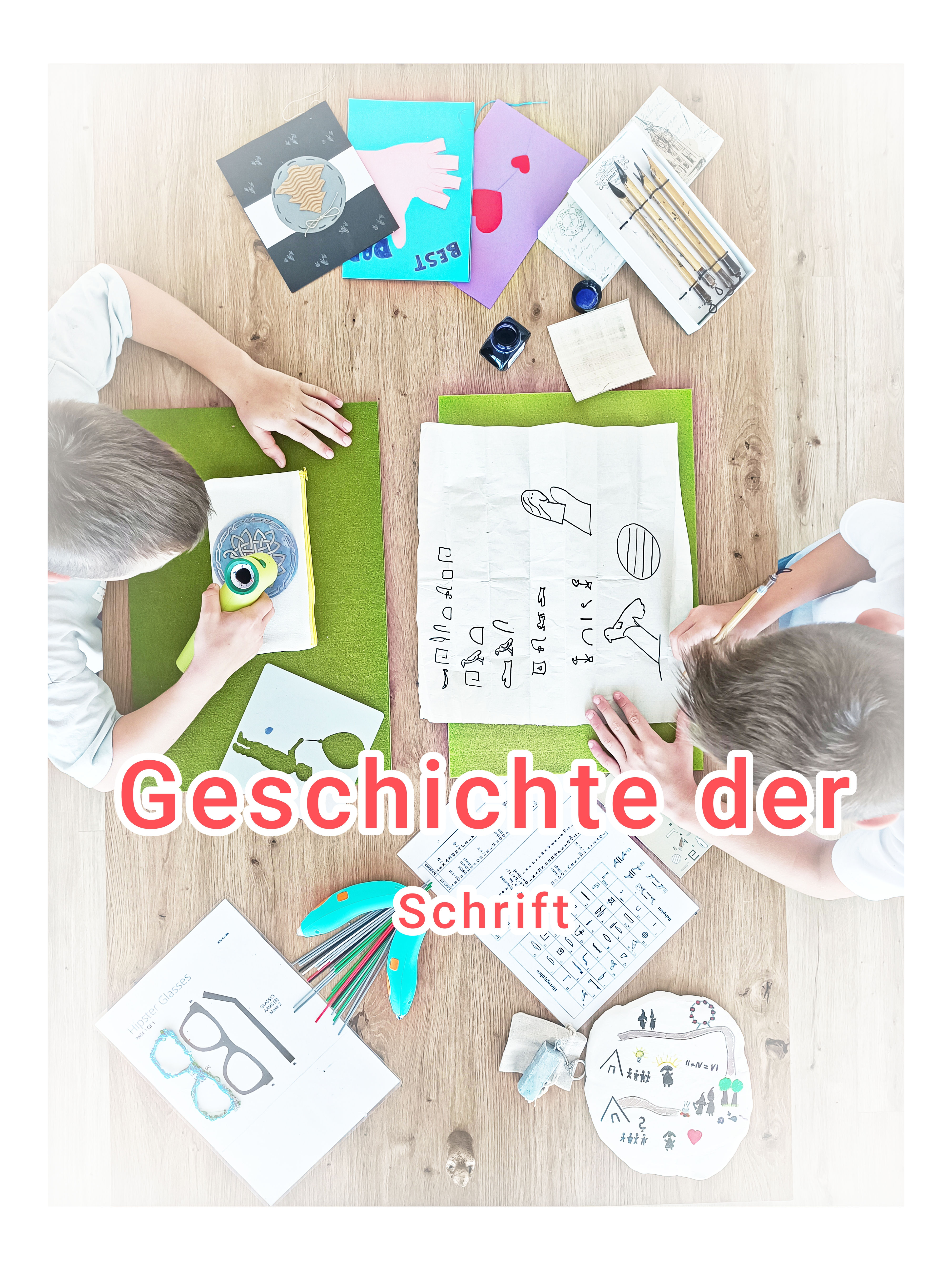 Kinder erfahren die Geschichte der Schrift.