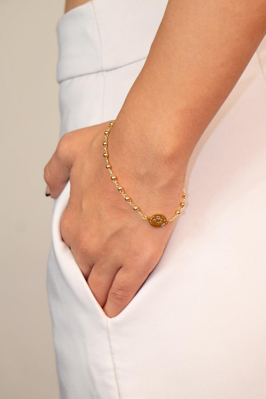 Pulseras oro laminado 18k. Denarios de oro. Inara oro laminado 18k.