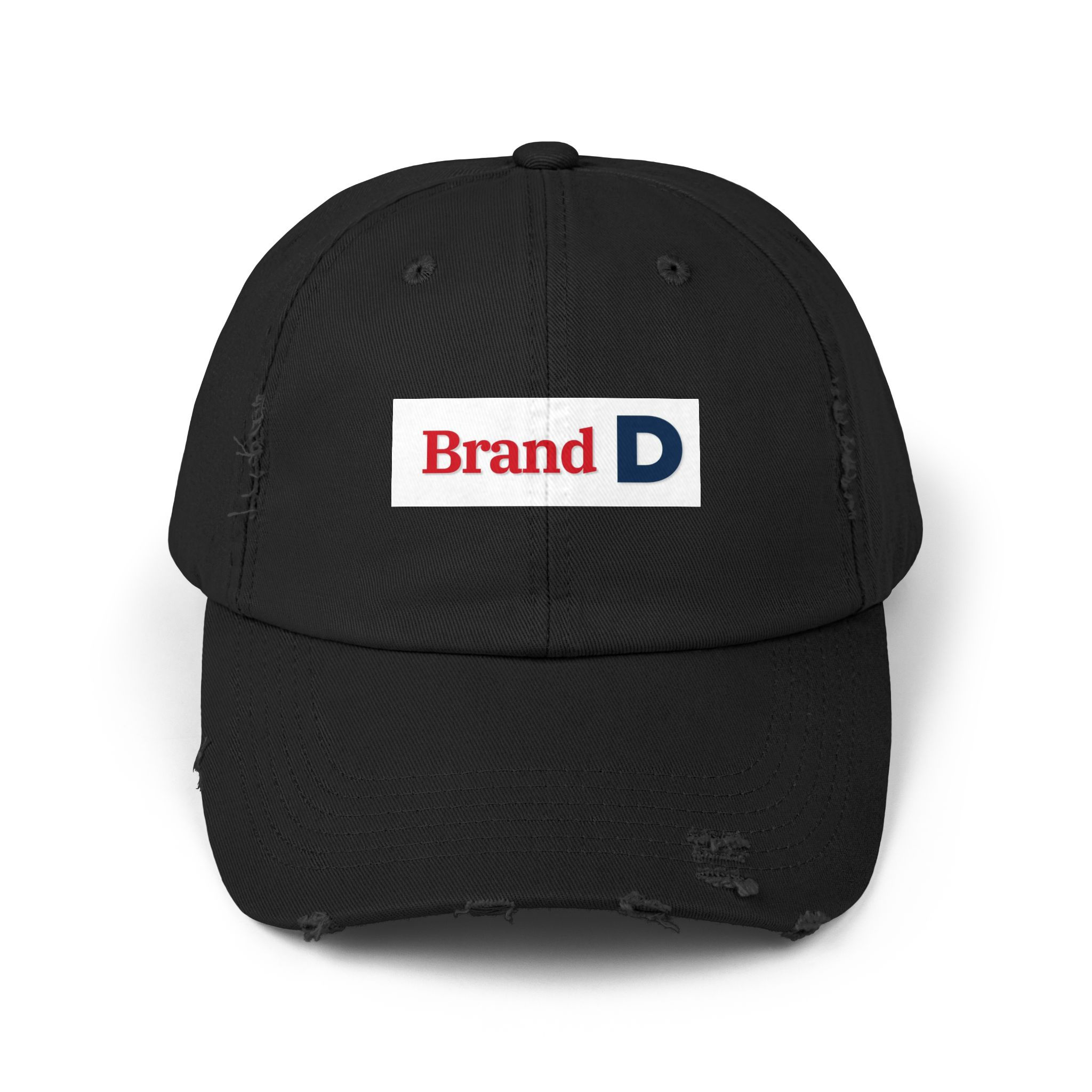 Brand D Logo Cap | Distressed Dad Hat, Embroidered Patch