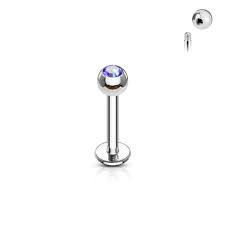 Miniaturbild: Labret Piercing 1,2 mm Silber Zirkonia Versch. Farben Helix Ohr Tragus Monroe