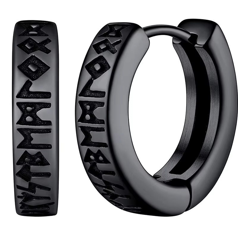 Miniaturbild: Ohrringe Creolen Runen Silber Schwarz Gold Ohrschmuck