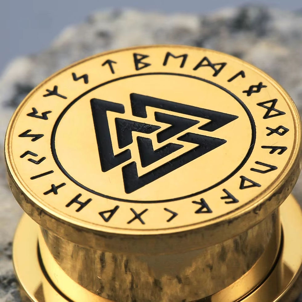 Miniaturbild: Ohrtunnel Tunnel Gold Valknut Runen Schraubverschluss Plug Ohrplug Flesh Tunnel
