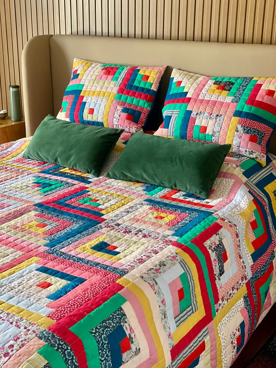 Miniatura: Colcha Patchwork Log Cabin Aurora