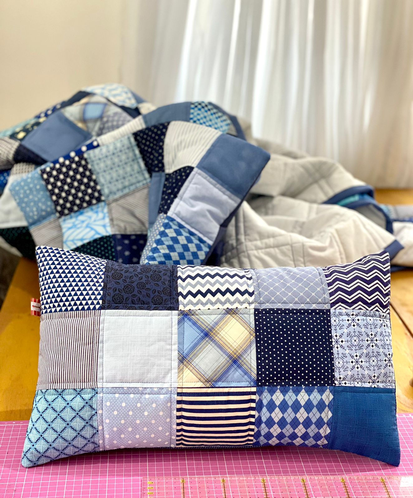 Colcha Patchwork Mar Azul