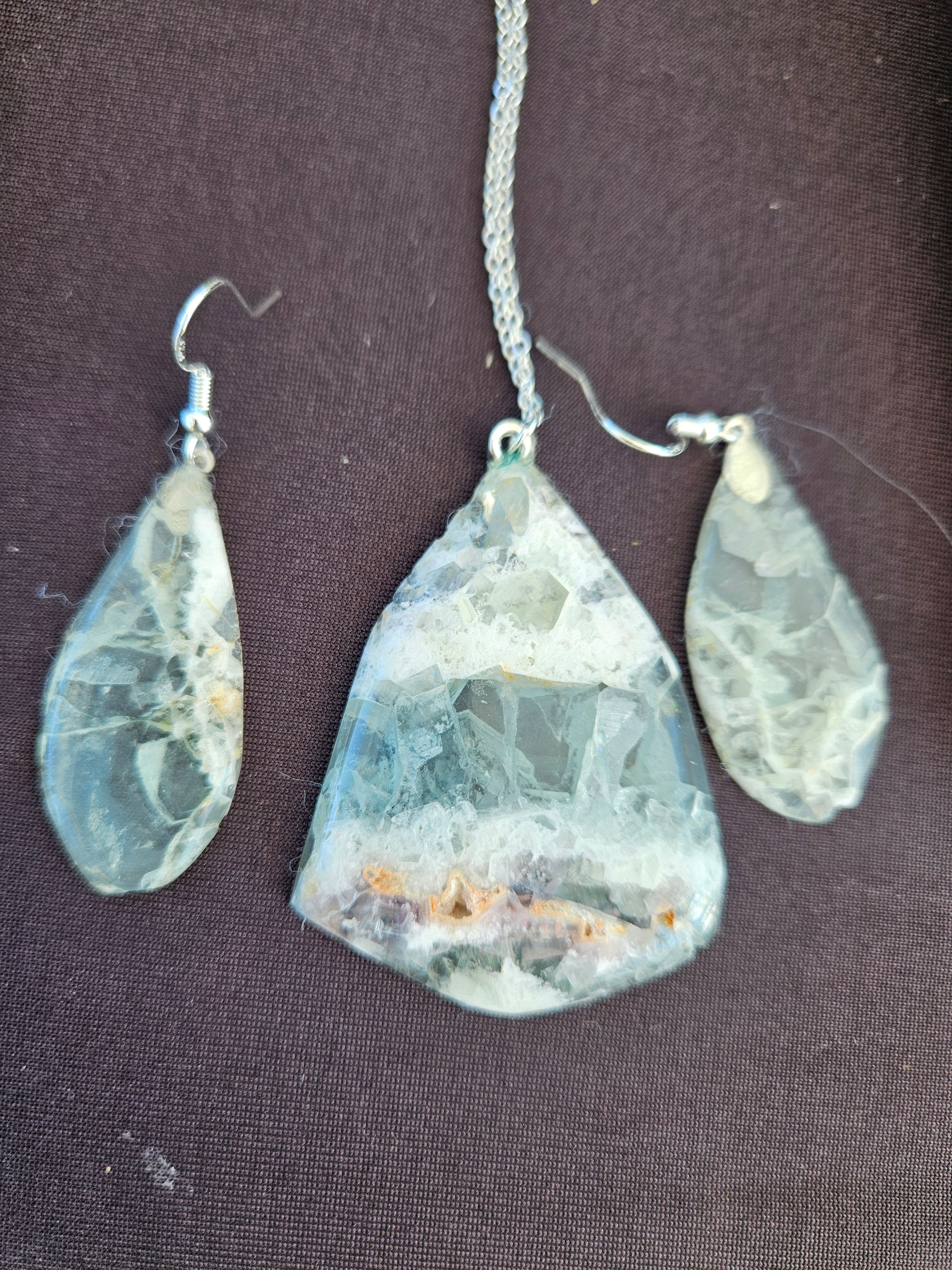 Fluorite Necklace and Earrings