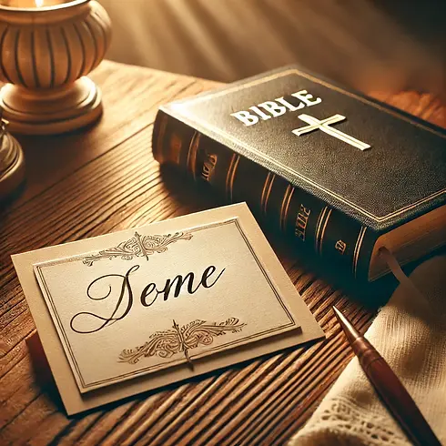 DALL·E 2025-02-05 10.49.27 - A Bible placed on a wooden table beside a personalized handwr