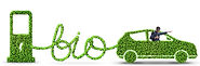 Businessman with car powered with biofue
