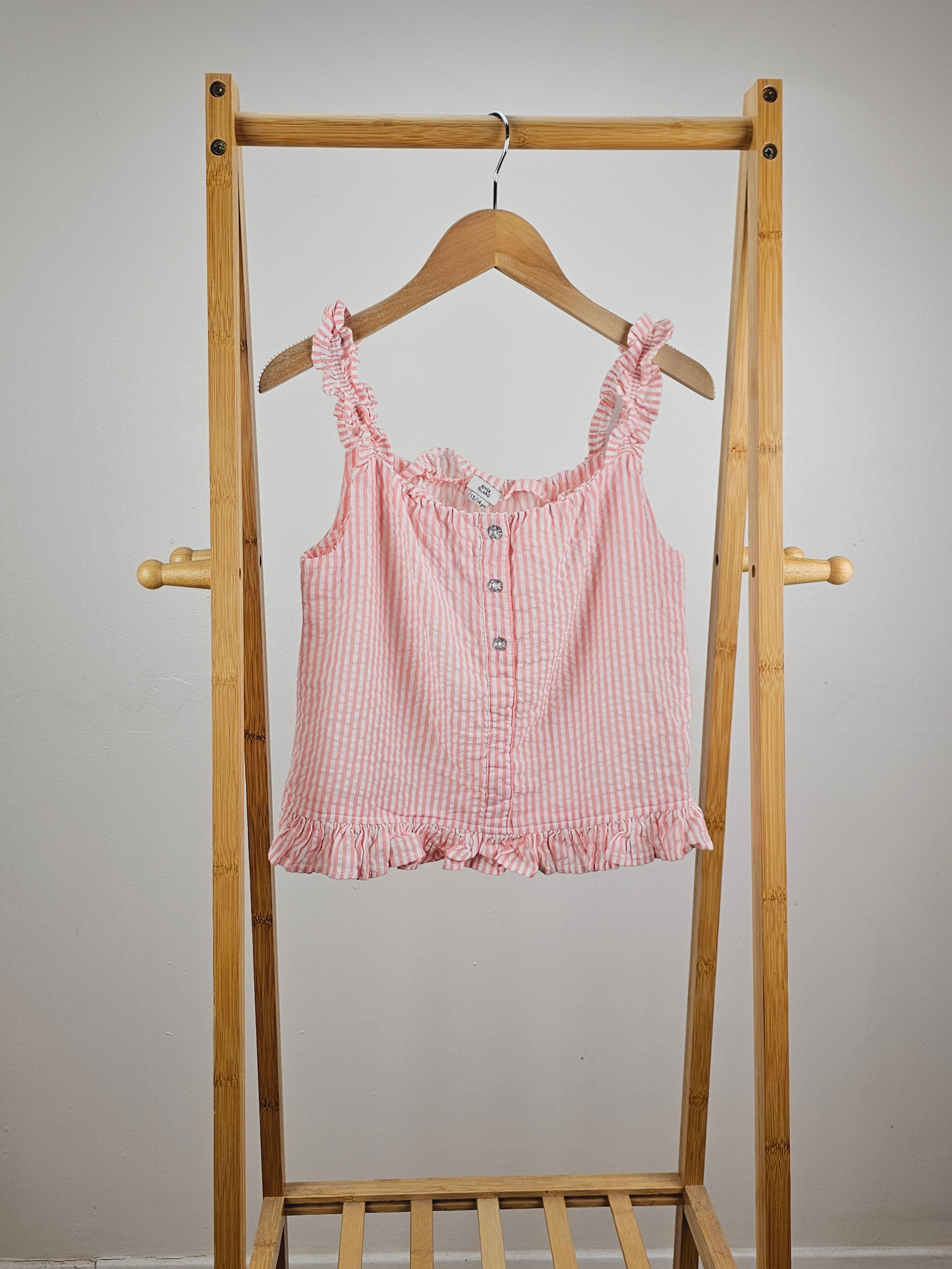 River Island pink striped top 13-14 years