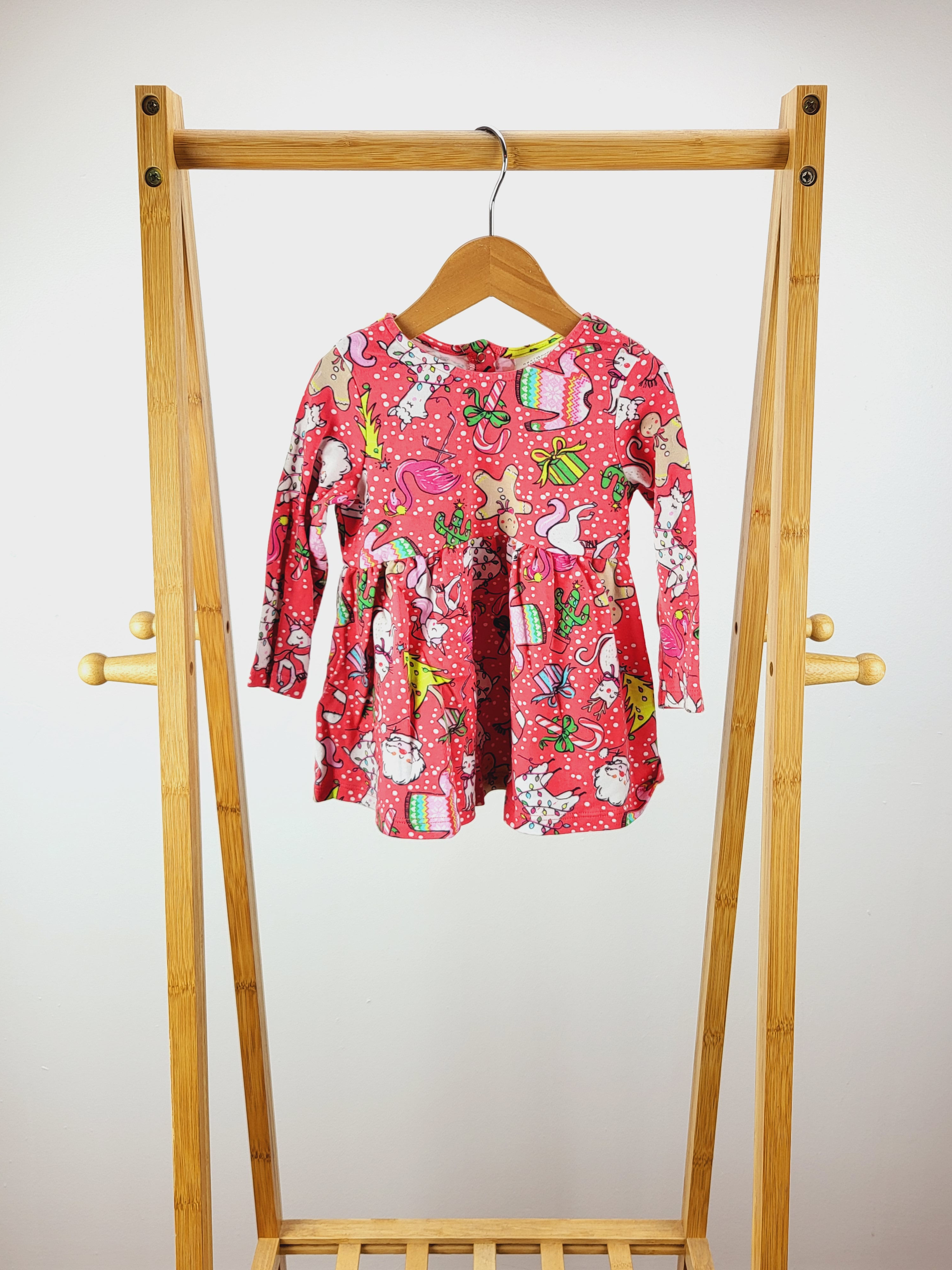 Next patterned long sleeve X-mas dress 9-12 months