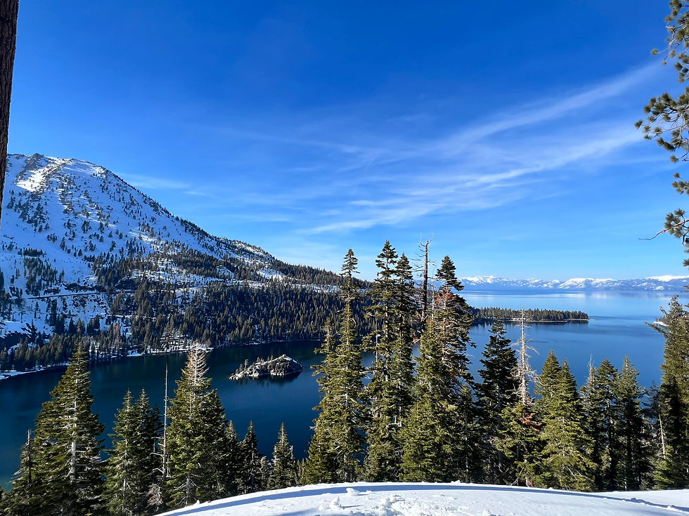 Overlooking Emerald bay in the winter time. 