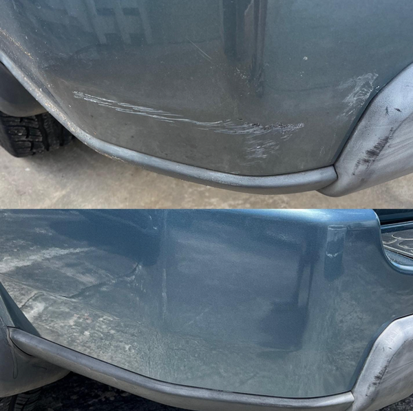 Before and after mobile bumper repair showing scuff removal in Honolulu
