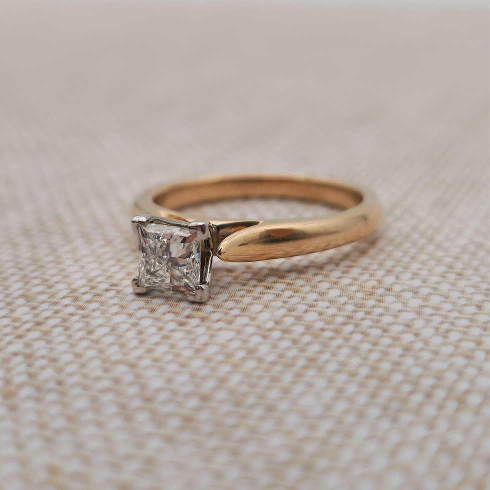 Thumbnail: 14k Yellow and White Gold Lab Grown Princess Cut Diamond Ring