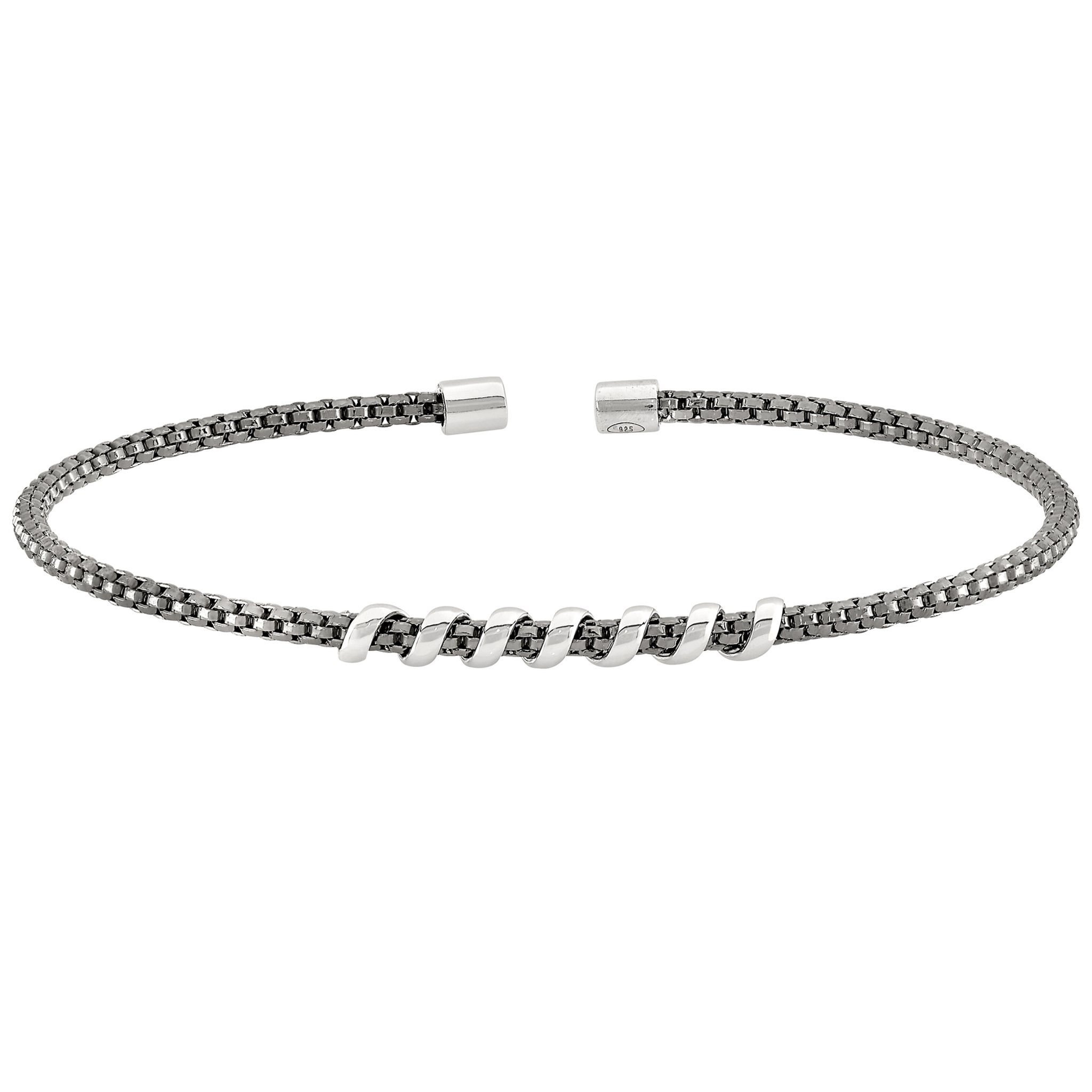 Bella Cavo Black Rhodium Plated and Silver Cable Bracelet