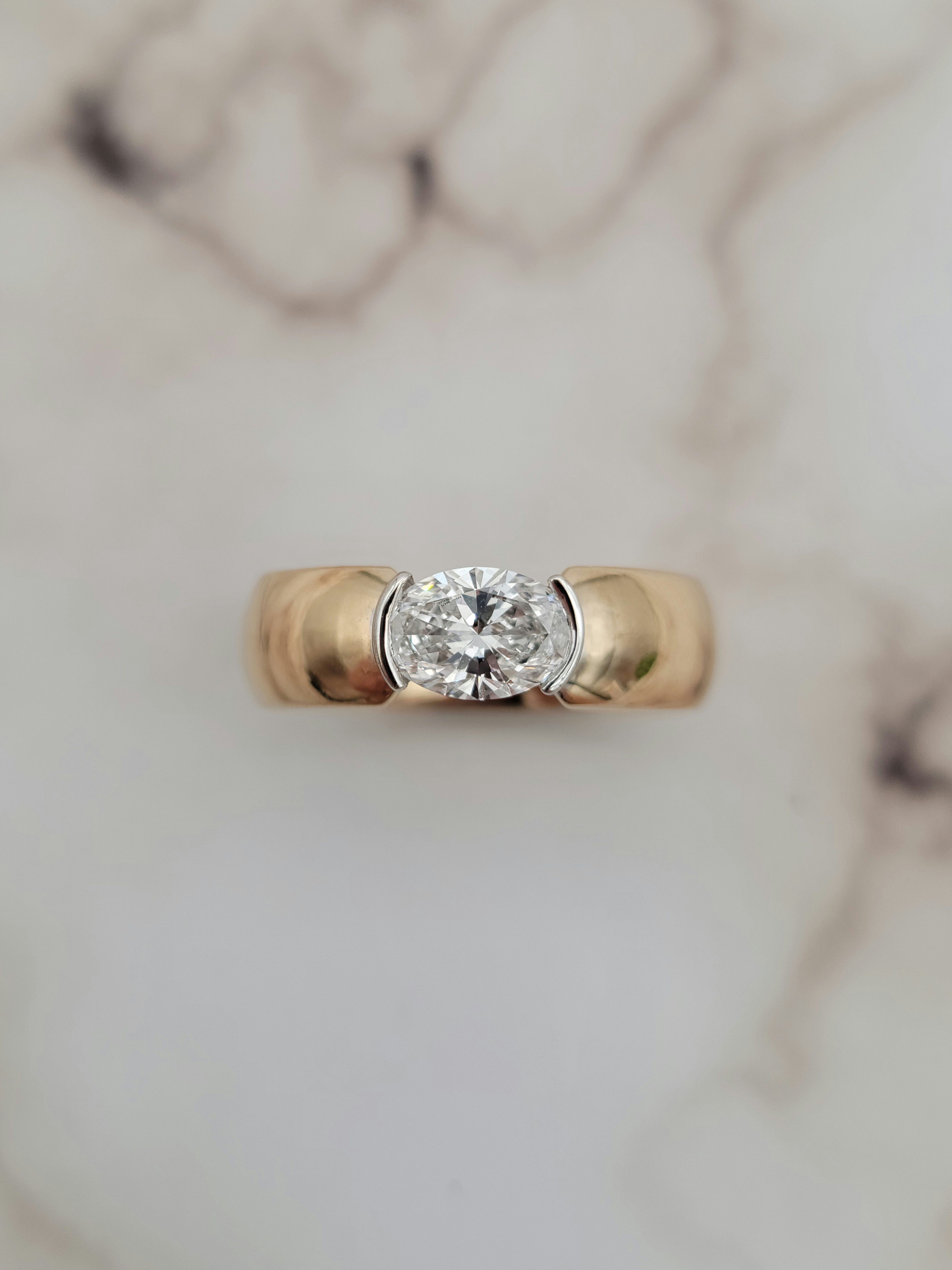 14k Gold Lab Grown Oval Diamond Ring