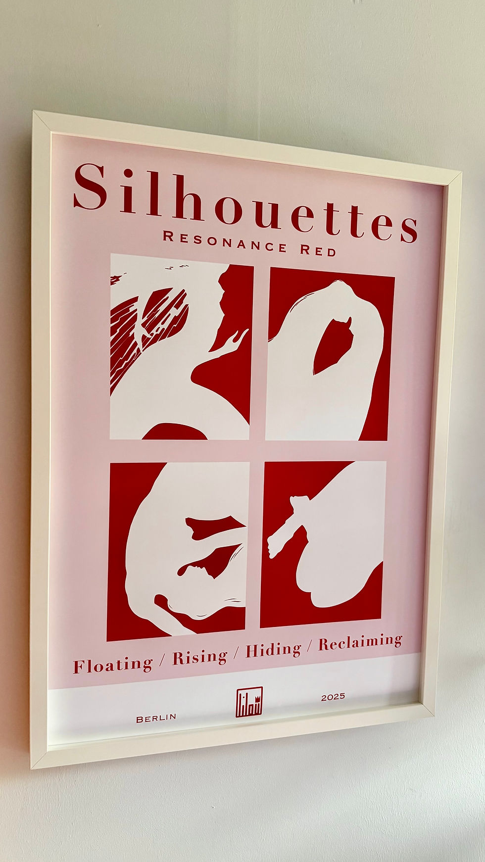 Silhouettes Red Vintage Print in Pink Installation