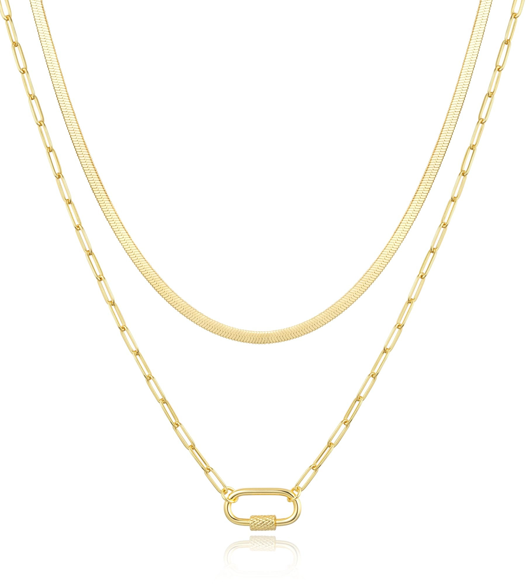 Golden Layered Herringbone Necklace